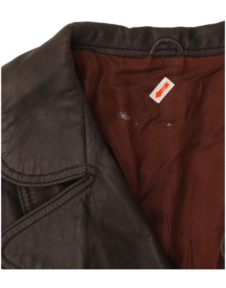 VINTAGE Abrigo de cuero para mujer Reino Unido 14 Marrón medio