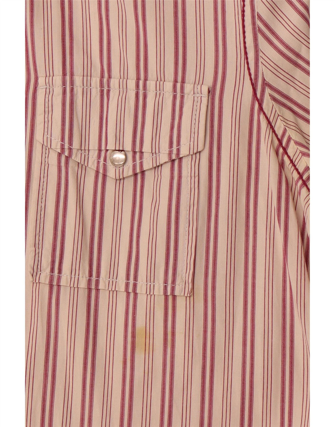 Diesel Hombre Camisa De Manga Corta De Algodón A Rayas Roja Mediana