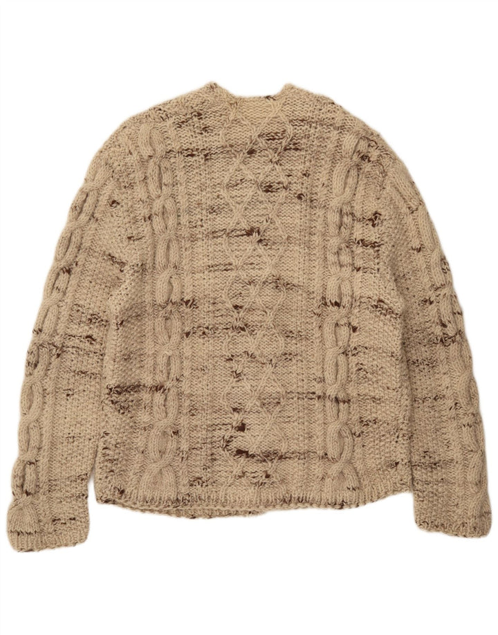 Vintage hombres Cardigan suéter grande beige moteado