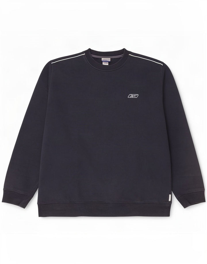 Reebok Hombre Sudadera Jumper Grande Azul Marino Algodón
