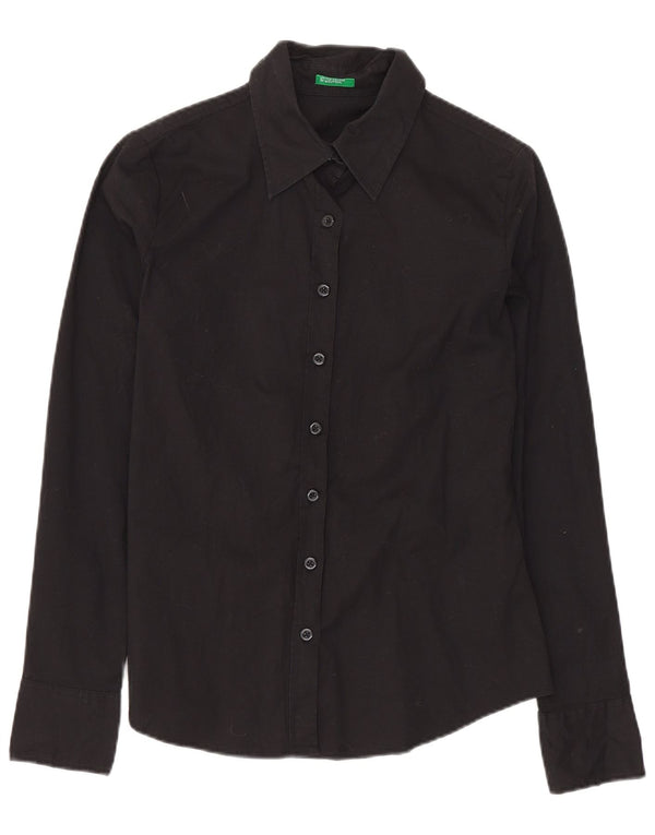 Camisa Benetton Mujer UK 6 XS Algodón Negro