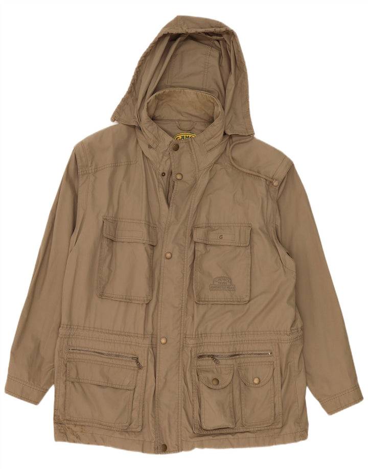 Camel Active Chaqueta utilitaria con capucha para hombre IT 55 2XL Algodón caqui