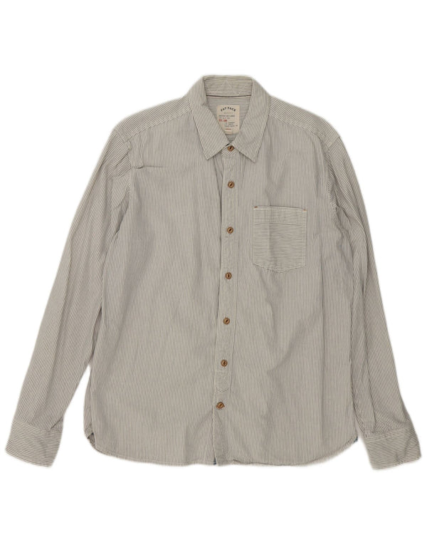 Camisa de hombre Fat Face Mediana de algodón con rayas diplomáticas blancas
