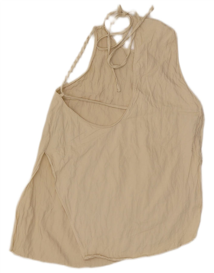 Zara Mujer Halter Top UK 10 Small Off White Viscosa