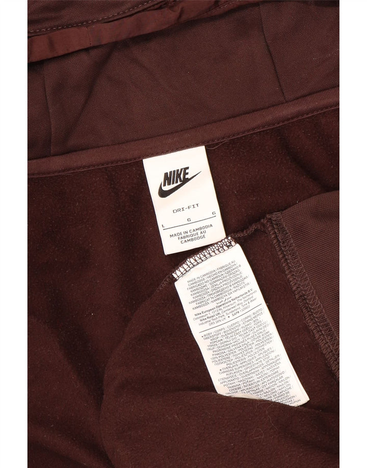 NIKE Sudadera con capucha y cremallera Dri Fit para hombre, poliéster marrón grande