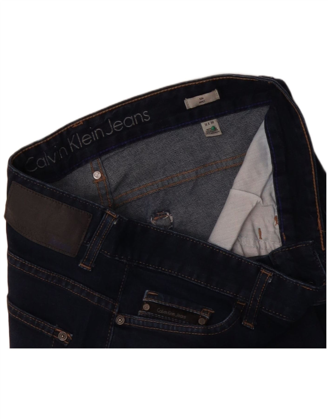 CALVIN KLEIN Vaqueros rectos para hombre W31 L27 Algodón azul marino