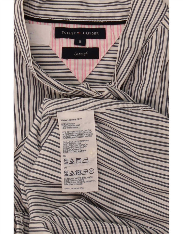 Tommy Hilfiger Camisa sin Mangas con Lazo Frontal para Mujer US 8 Gris Medio Rayas Pintadas
