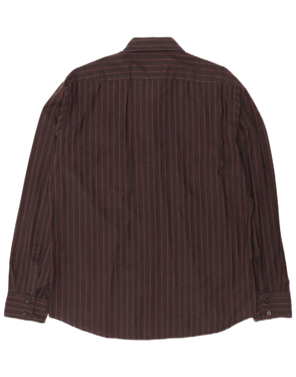 Camisa Hugo Boss Hombre Regular Fit Algodón Rayas Burdeos Grande
