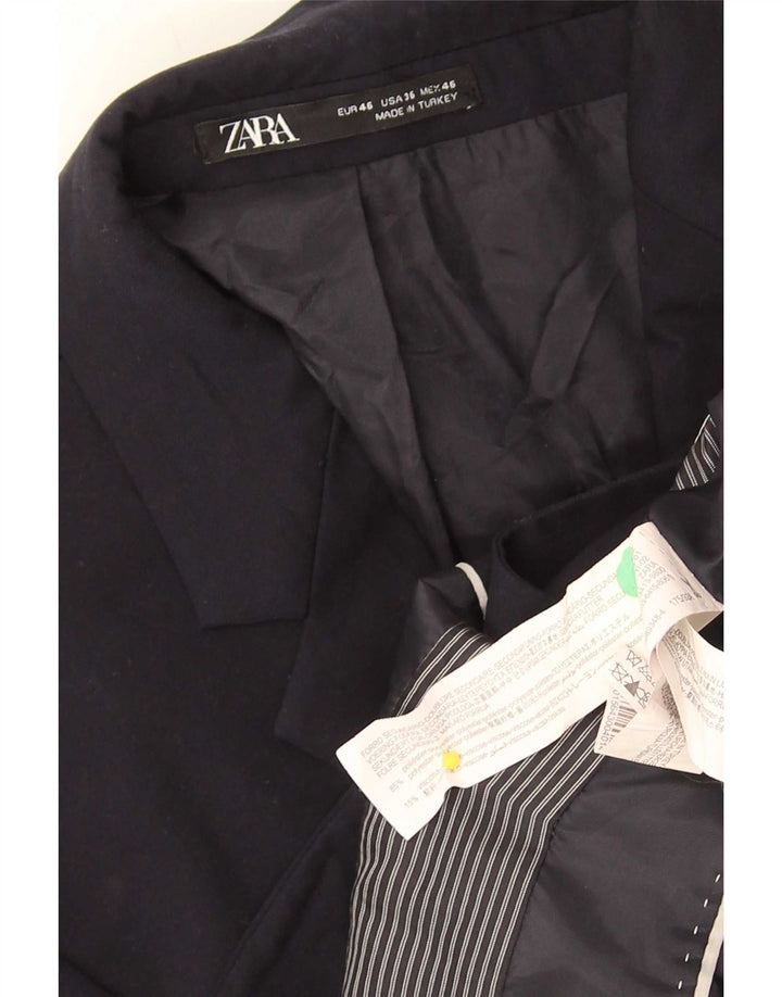Zara Chaqueta tipo blazer de 2 botones para hombre EU 46 Small Azul marino Poliéster