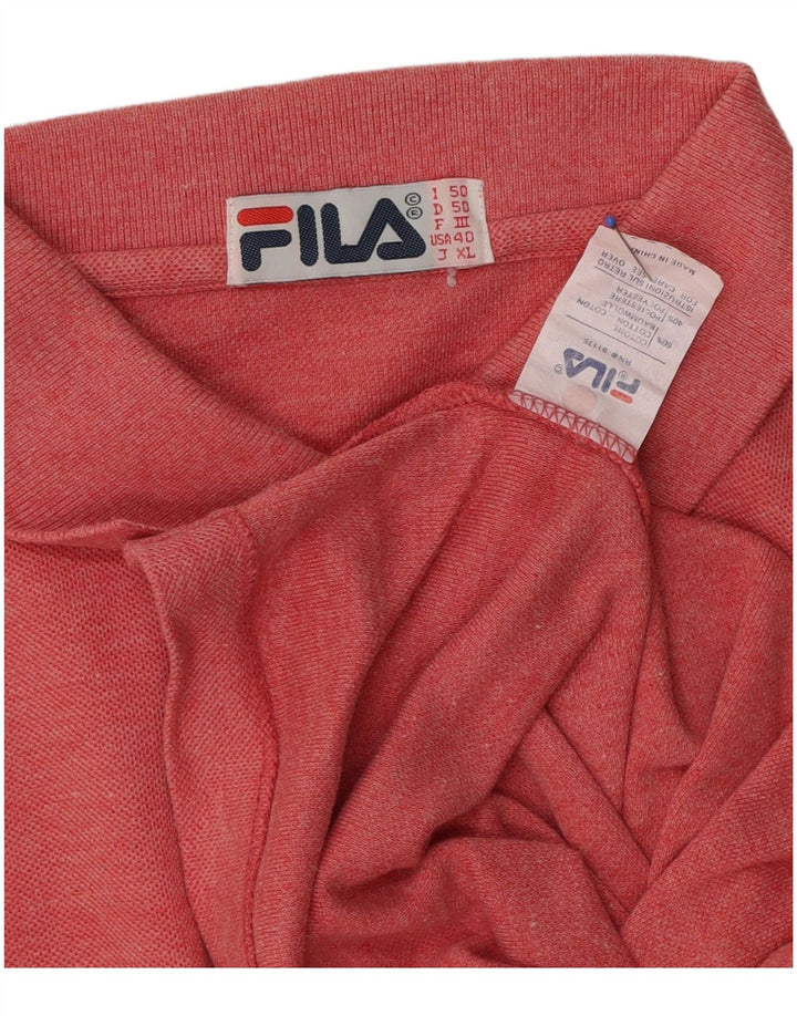 Polo Fila para hombre IT 50 de algodón moteado rojo mediano