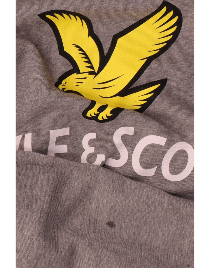 Lyle & Scott Sudadera con gráfico para niños 12-13 años Gris Moteado