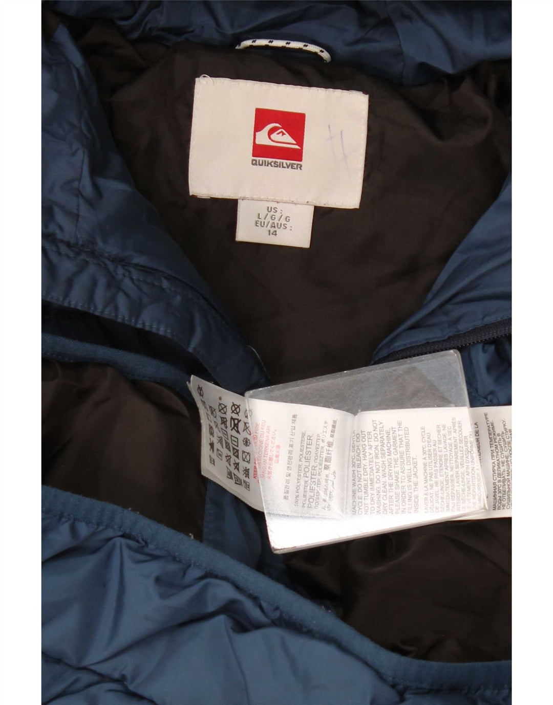Quiksilver Chaqueta acolchada con capucha para niños 13-14 años Grande Azul marino Poliéster
