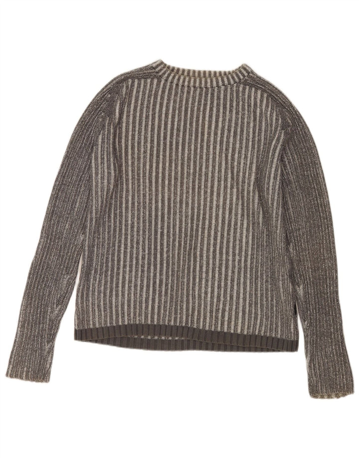 JACK & JONES Hombre Jersey De Cuello Redondo De Algodón A Rayas Gris Medio