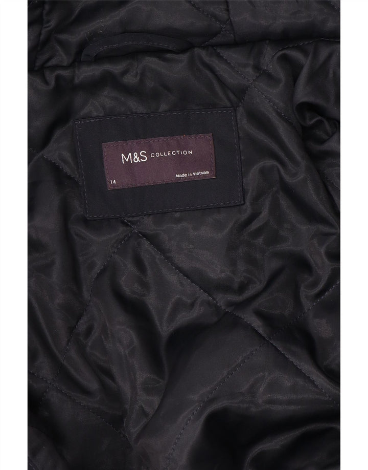 Marks & Spencer Abrigo cortavientos con capucha para mujer UK 44 Azul marino mediano