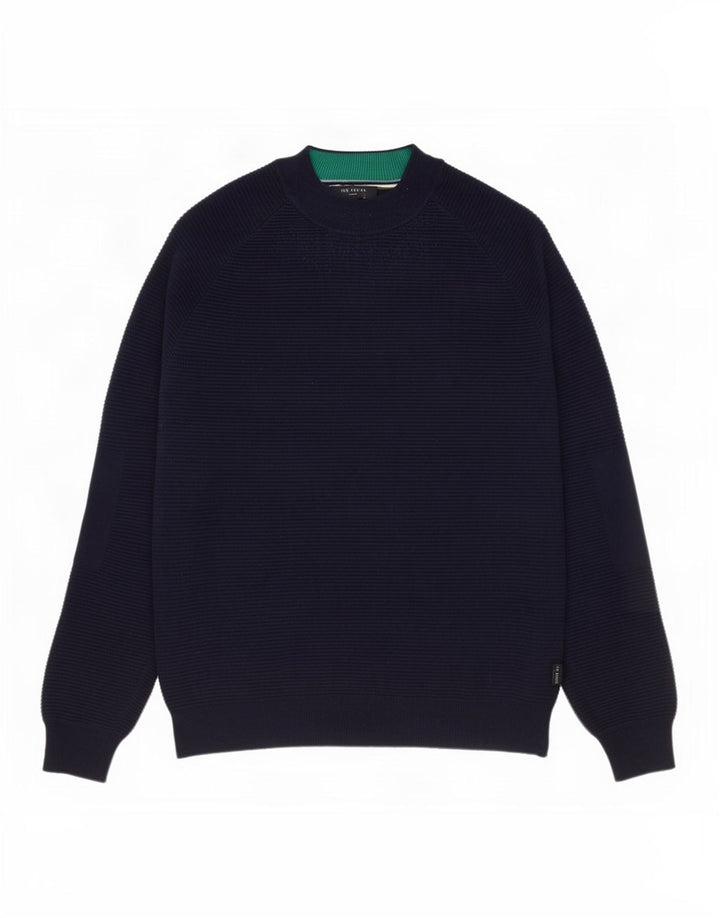 Ted Baker - Jersey con cuello de tortuga para hombre, talla 3, algodón azul marino mediano