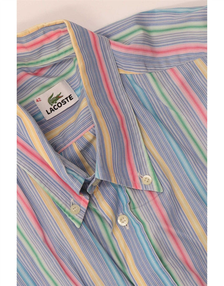 Camisa Lacoste Hombre Manga Corta Talla 42 Grande Rayas Multicolor