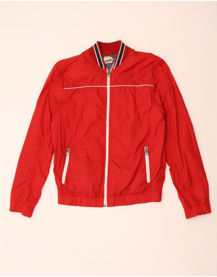 Tommy Hilfiger Chaqueta Bomber para Hombre UK 38 Medium Nylon a Rayas Rojas