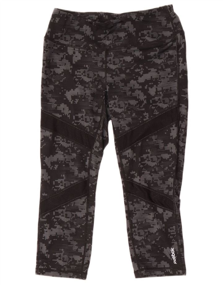Reebok Leggings Capri para Mujer Reino Unido 8 Pequeño Camuflaje Negro