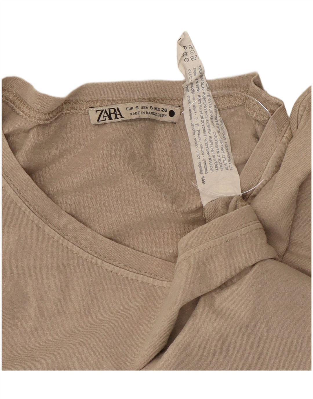 ZARA Mujer Blusa Corta Top UK 10 Small Gris Algodón