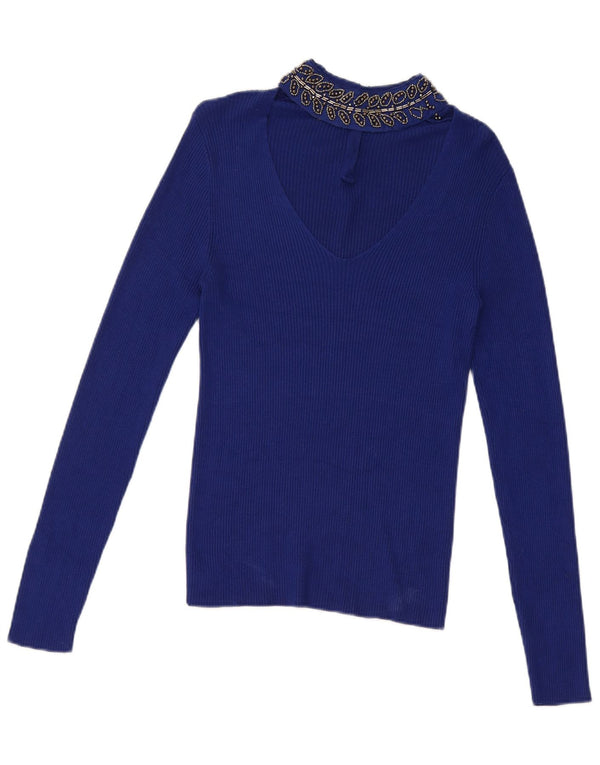 Top corto para mujer Oasis UK 8 Small Viscosa azul