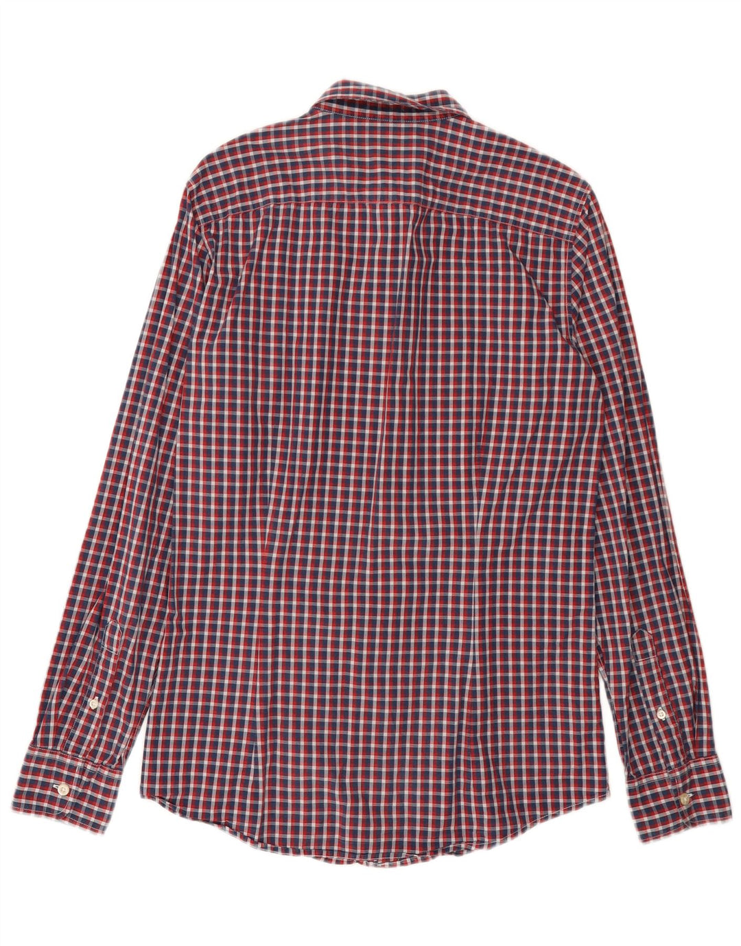 BENETTON Camisa Hombre Cuadros Rojos Pequeños