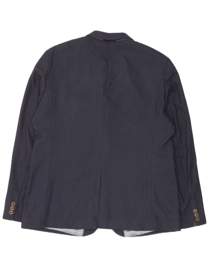 Ted Baker Chaqueta tipo blazer con 2 botones para hombre, talla 7, 3XL, poliéster azul marino