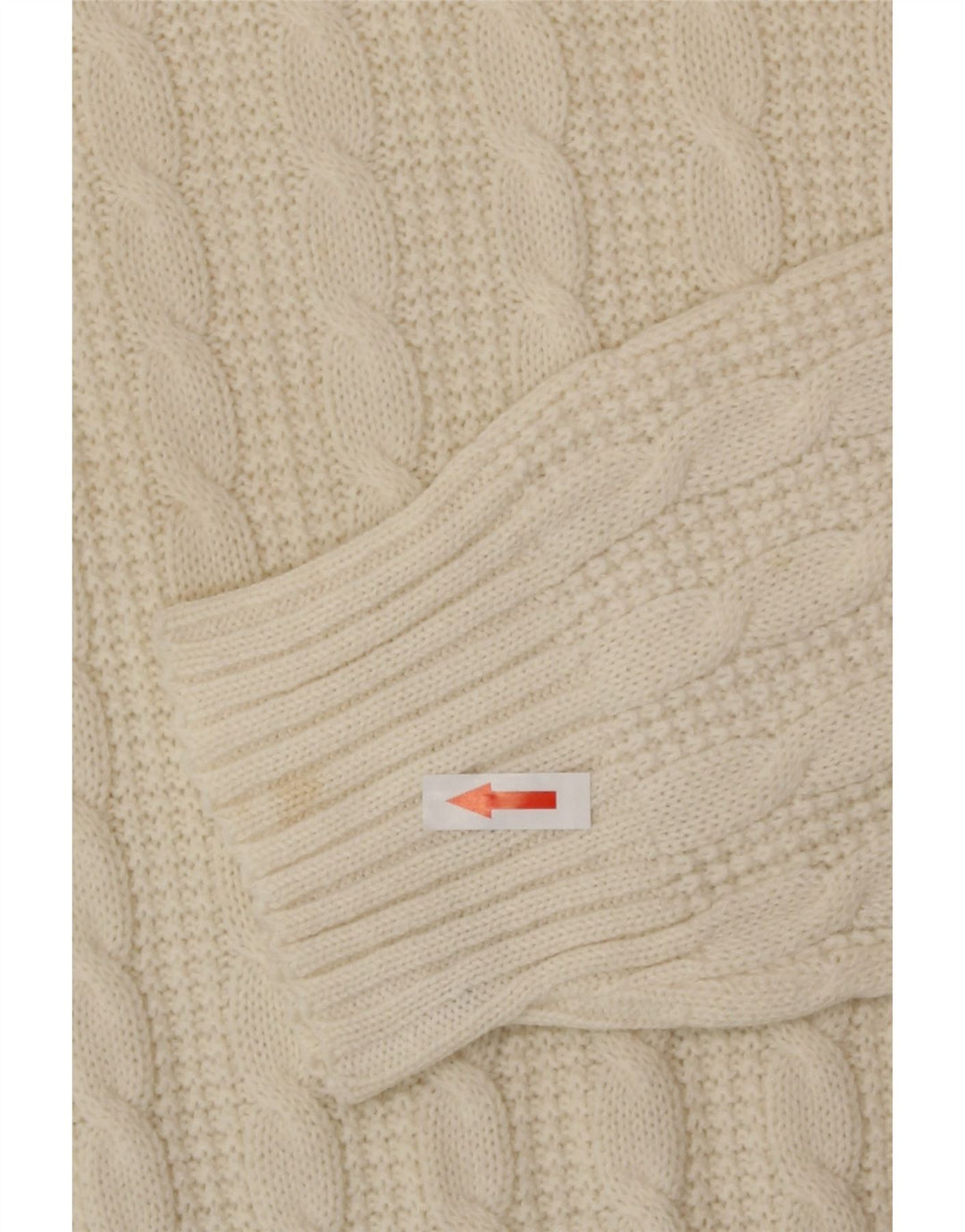 Vintage hombres cuello redondo jersey suéter medio apagado blanco