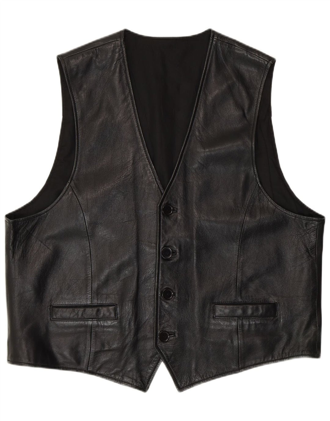 C&A Chaleco de cuero para hombre XL Cuero negro