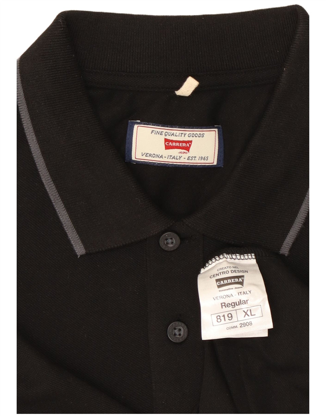 Carrera Polo Regular Hombre XL Algodón Negro