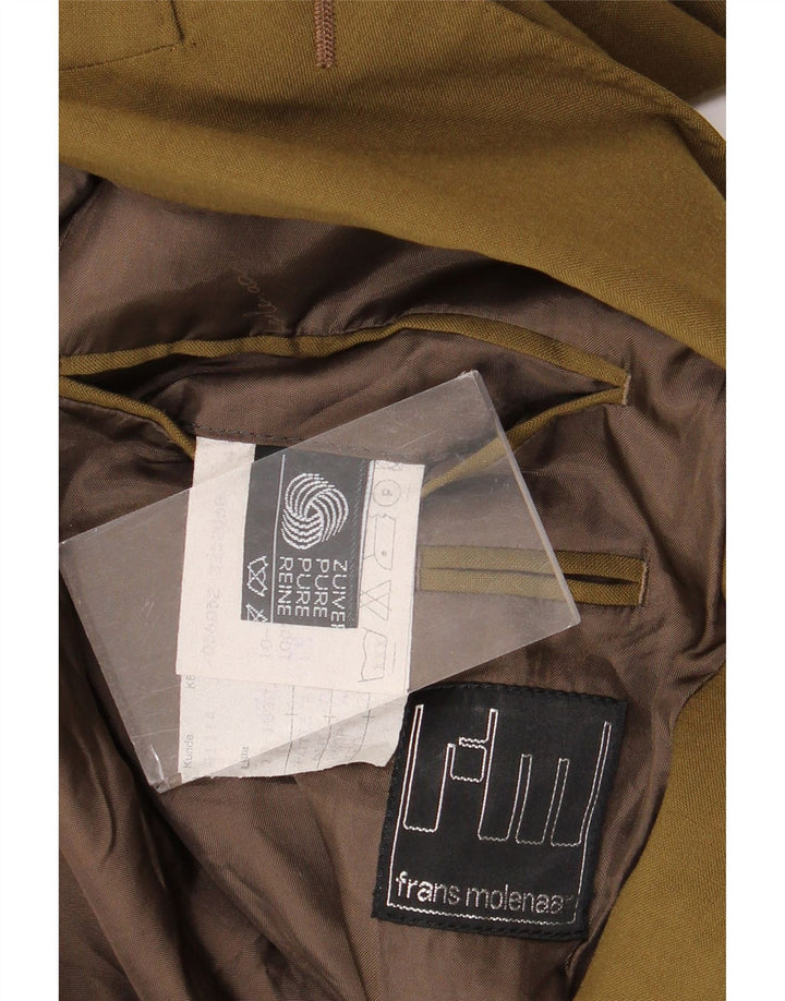 Vintage hombres doble pecho Blazer chaqueta Reino Unido 38 medio caqui nueva lana