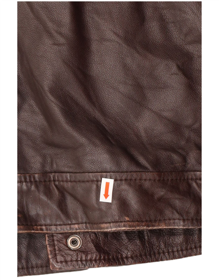 Conbipel Chaqueta Militar De Cuero Para Hombre IT 54 XL Piel De Cordero Marrón