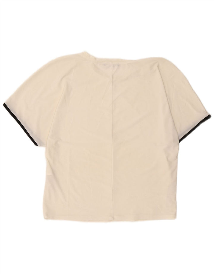 Zara Camiseta Mujer Top UK 40 Medio Off White Poliéster