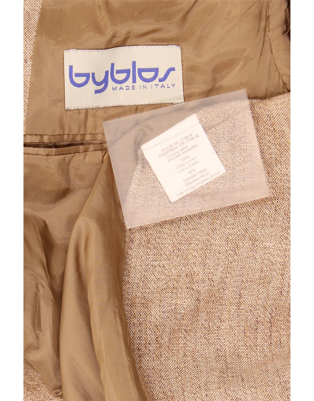 Byblos Chaqueta tipo blazer de 3 botones para hombre UK 38 Medium Beige Linen