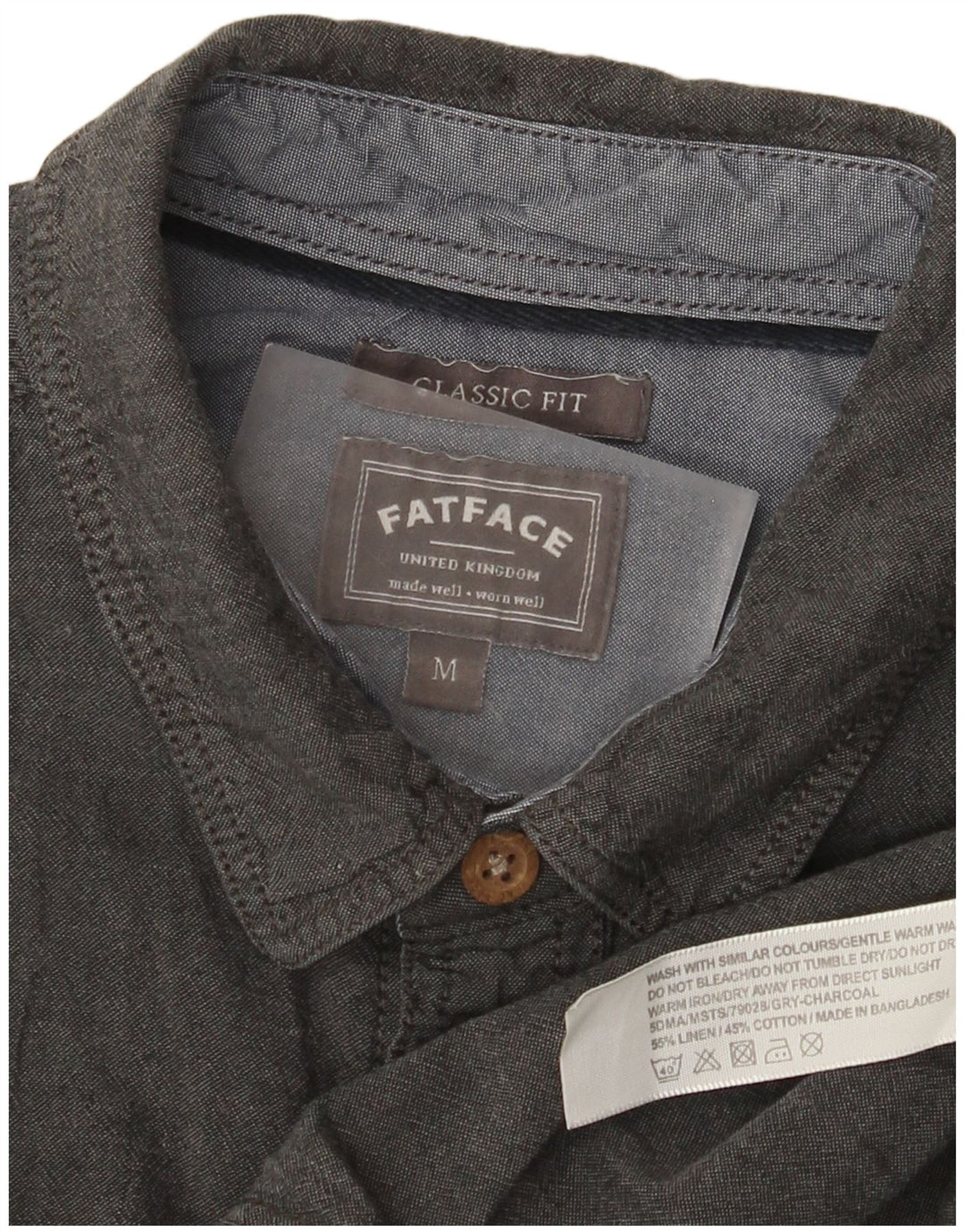 Camisa de corte clásico de manga corta para hombre de Fat Face Algodón gris medio