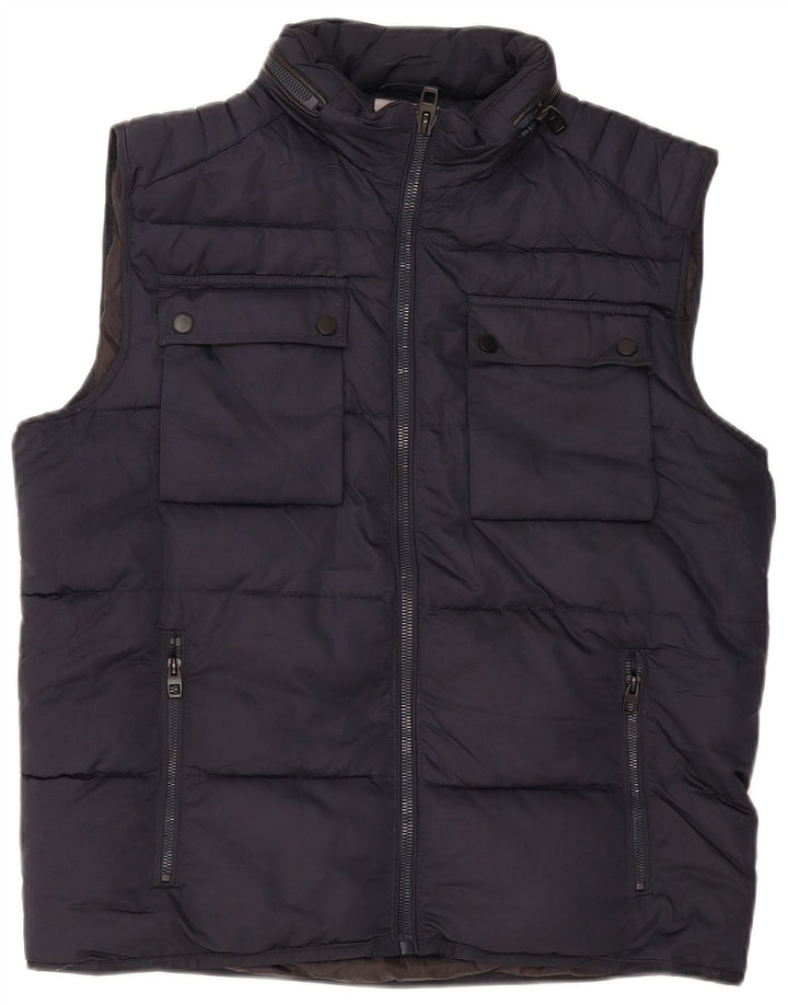 Zara Hombre Chaleco Acolchado UK 42 XL Poliéster Azul Marino
