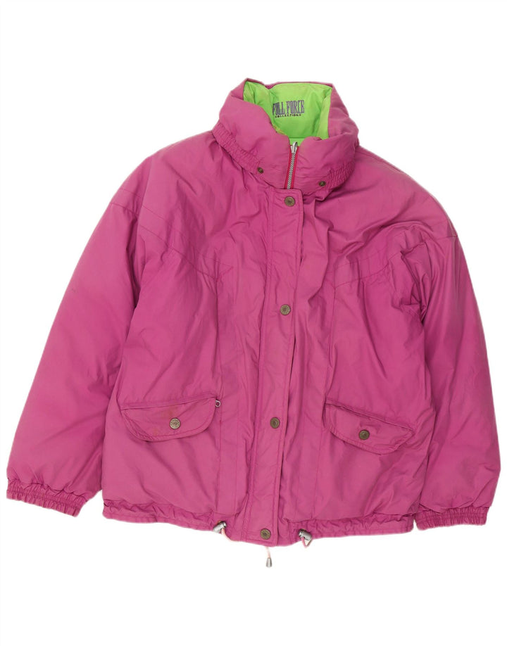Vintage mujer reversible chaqueta acolchada Reino Unido 14 algodón púrpura grande