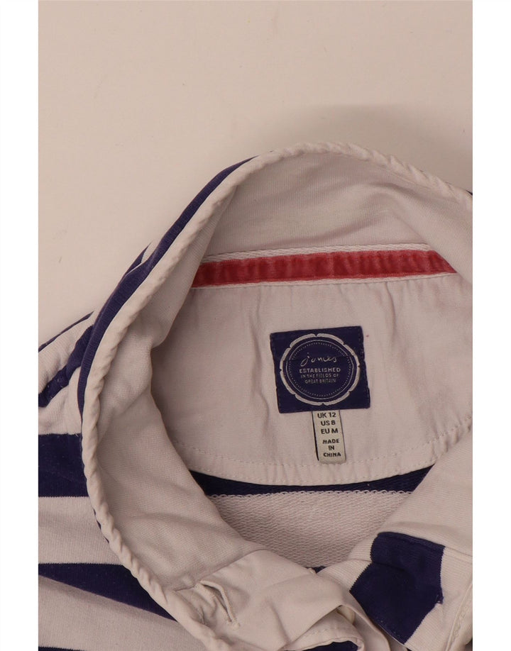 JOULES Sudadera con cuello y botones para mujer, talla 40, talla mediana, color rojo a rayas