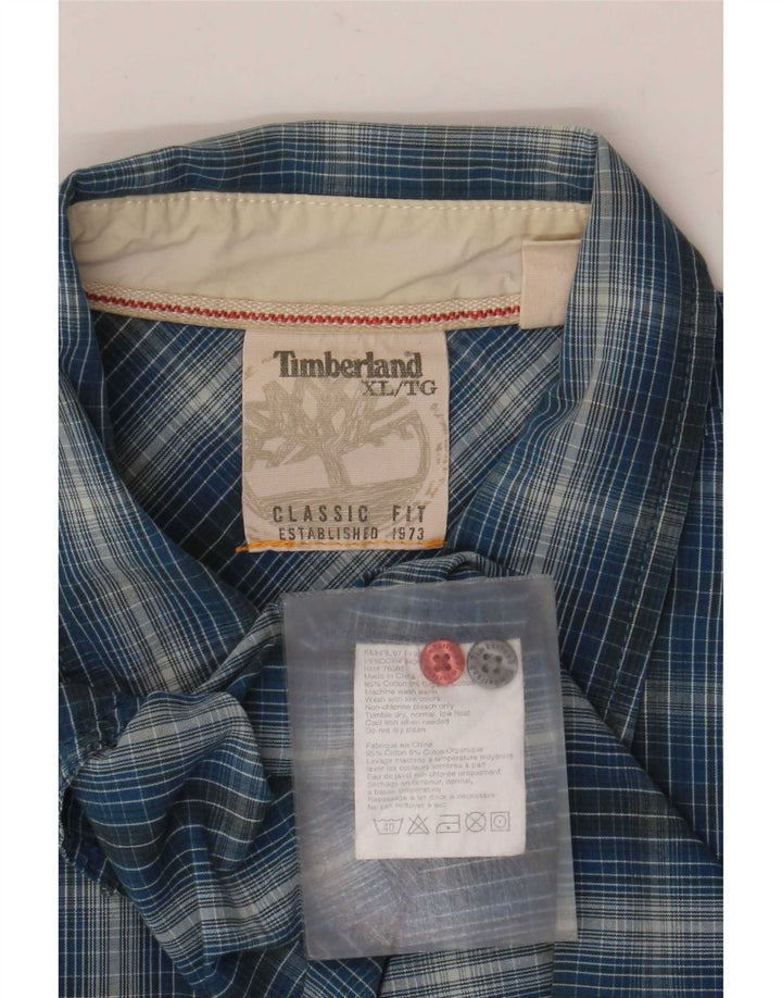 Timberland Camisa de corte clásico para hombre XL Algodón a cuadros azul