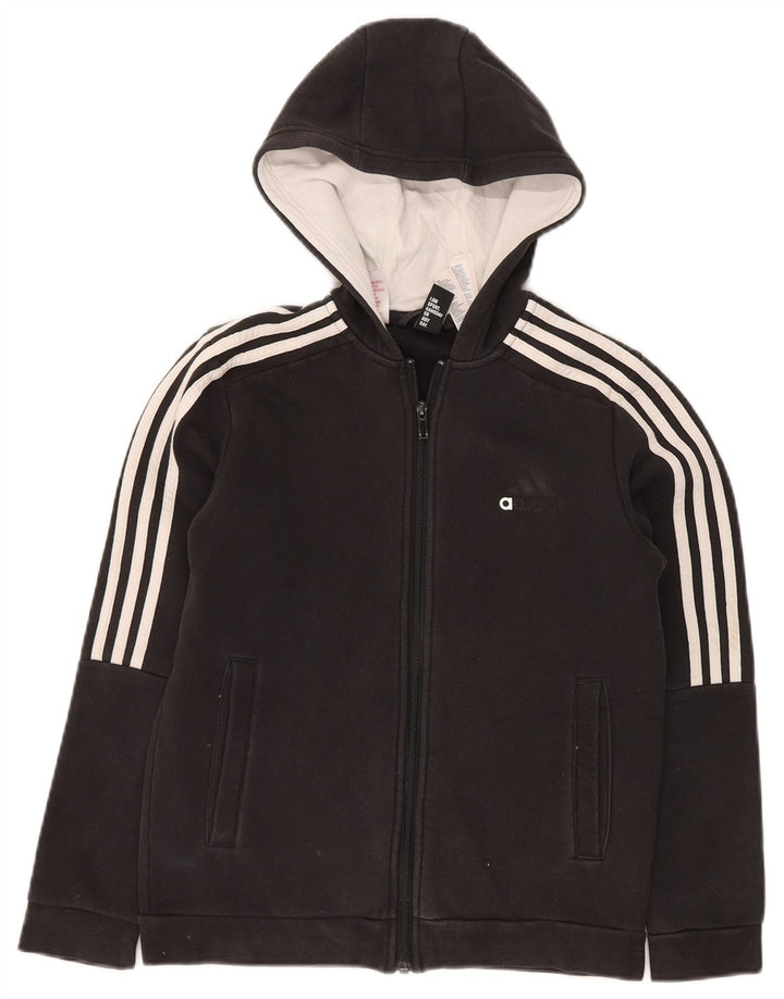 ADIDAS Sudadera con capucha y cremallera para niño 11-12 años Algodón negro