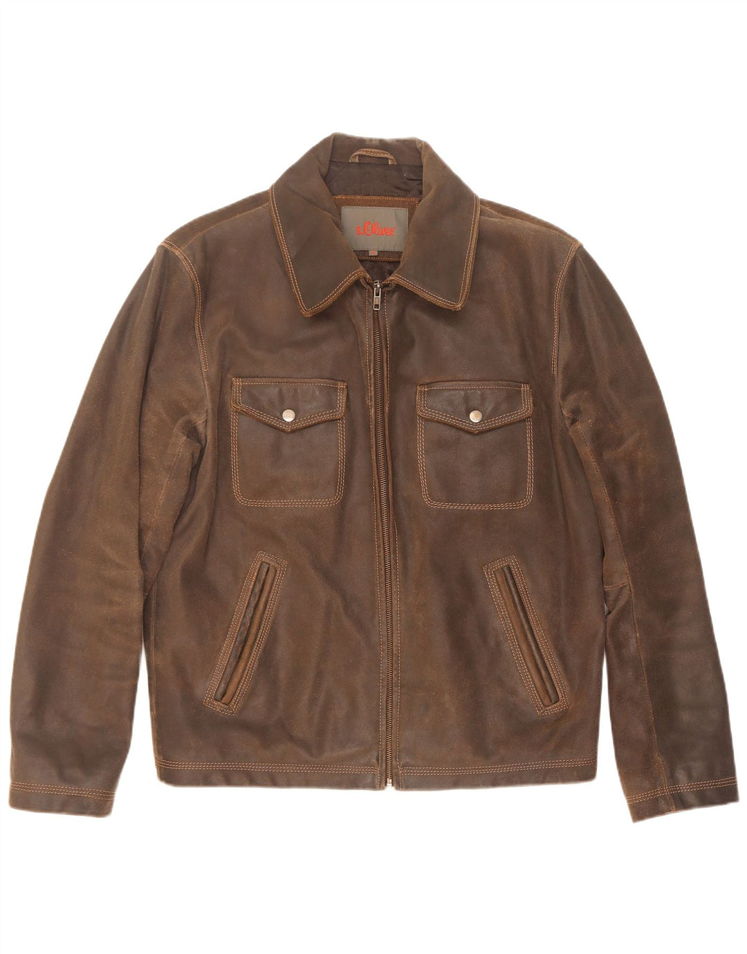 S.Oliver Chaqueta de cuero para hombre UK 38 Marrón medio