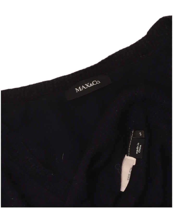Max & Co. Suéter tipo jersey con cuello en V para mujer UK 10 Small Azul marino