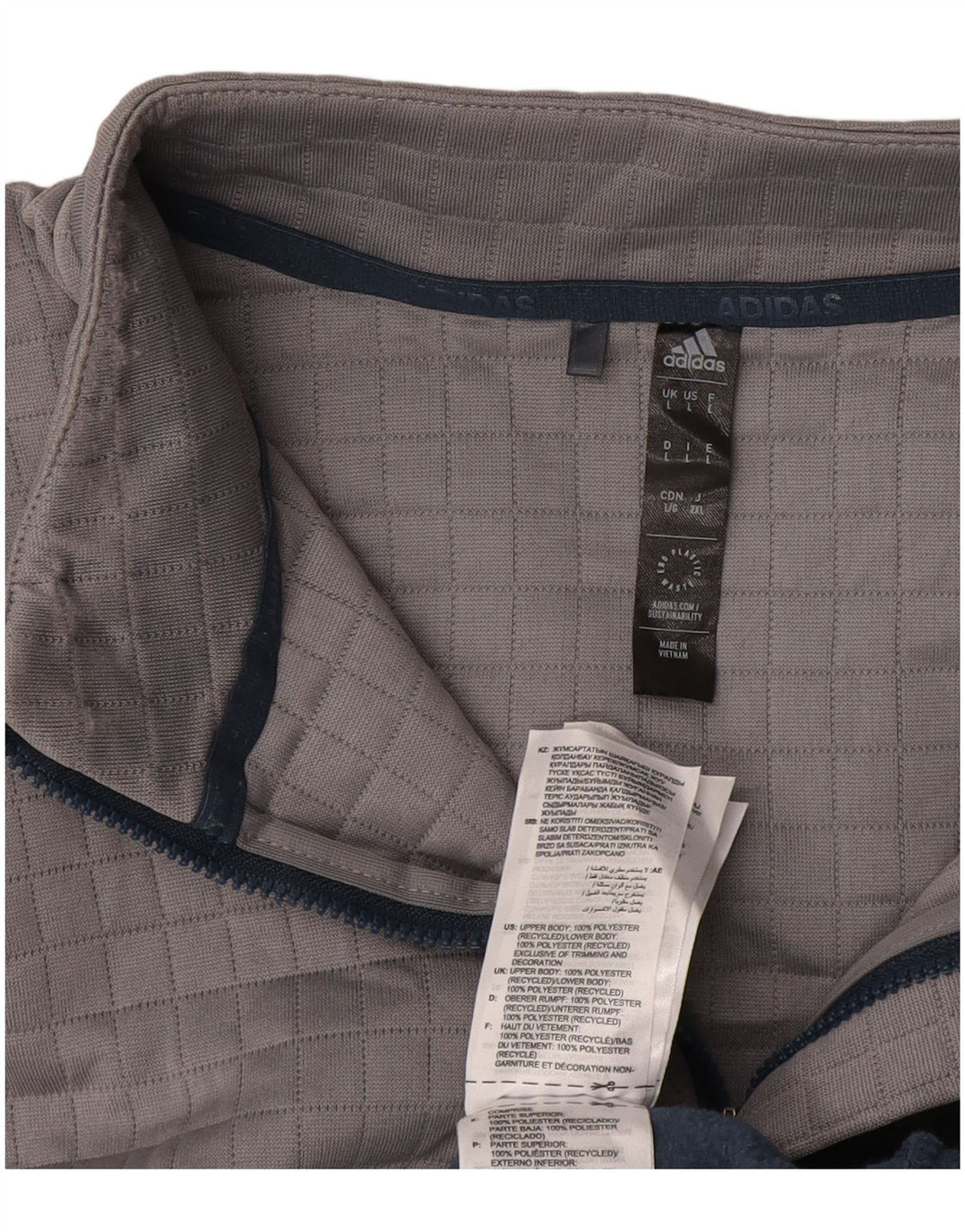 Adidas Hombre Zip Neck Fleece Jumper Grande Azul Marino Poliéster