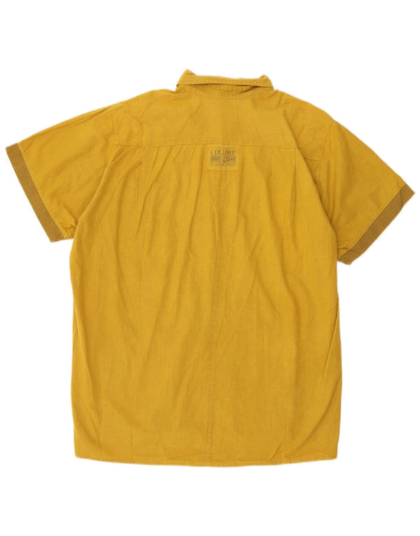 Camisa Vintage Hombre Manga Corta XL Amarillo
