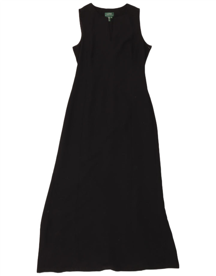 RALPH LAUREN Vestido maxi sin mangas para mujer US 10 Grande Poliéster negro