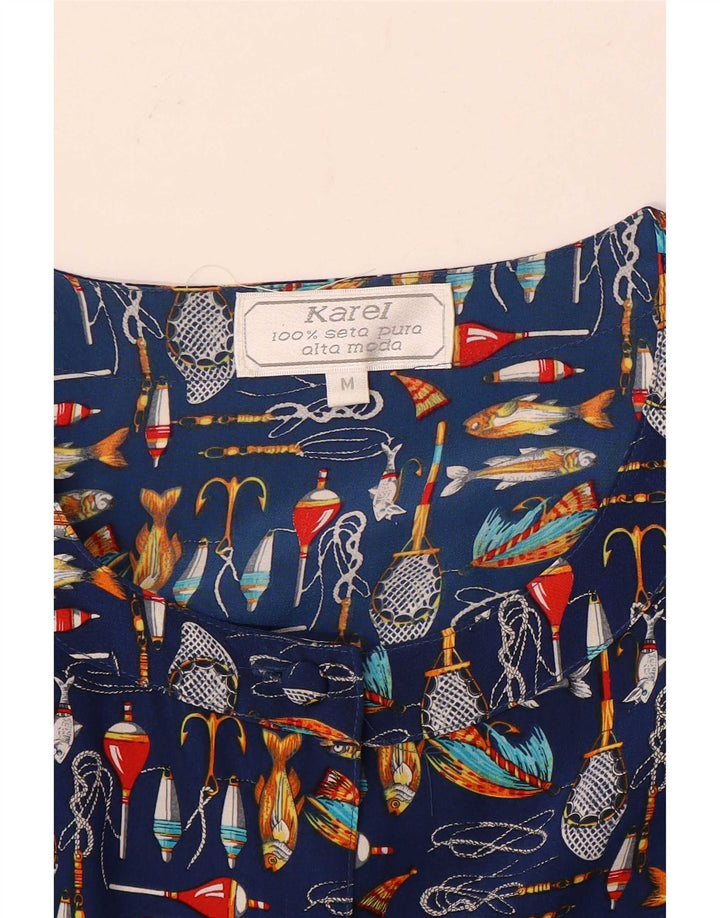 Karel Vestido camisero con estampado abstracto para mujer UK 44 Azul marino mediano