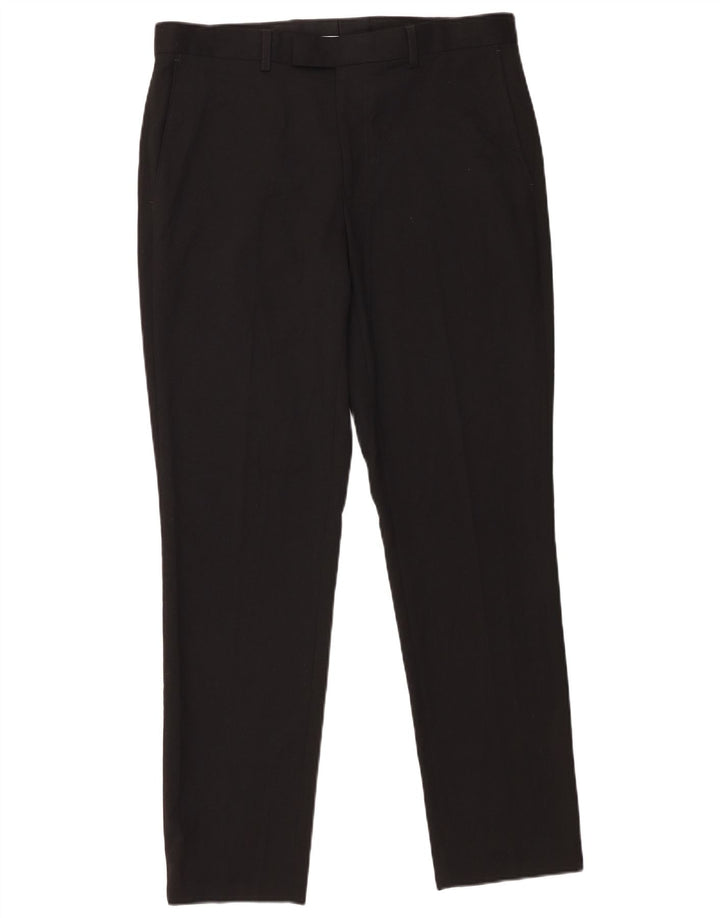 Marks & Spencer Pantalón de traje ajustado para hombre W34 L31 Poliéster negro