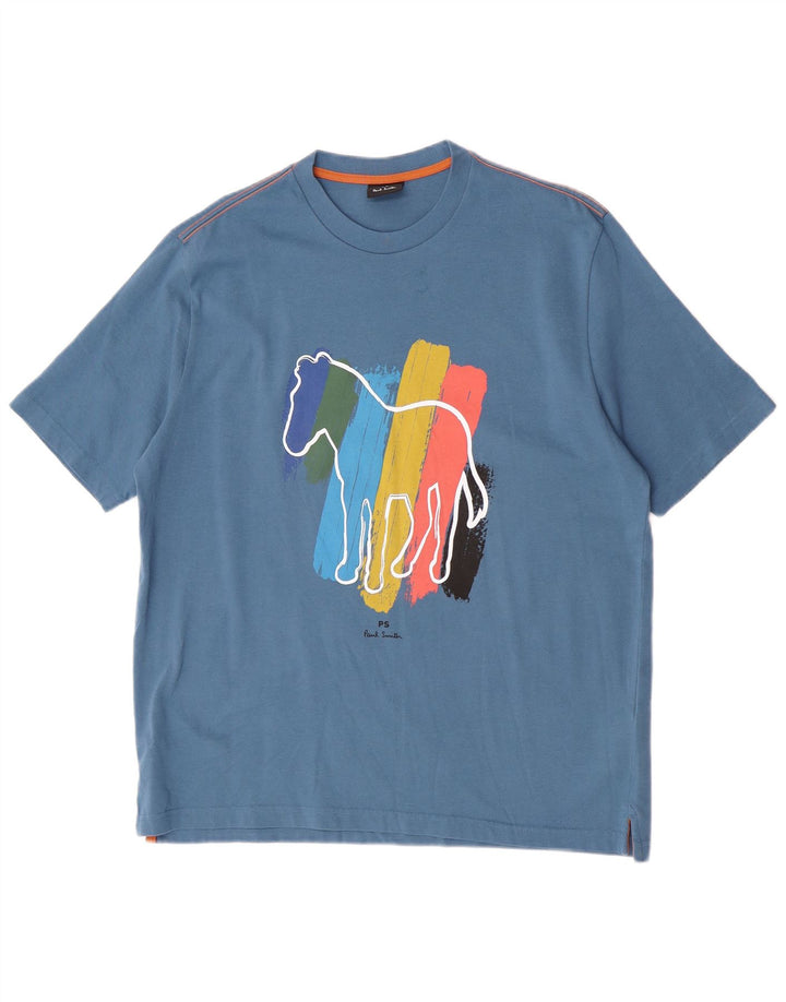 Paul Smith Camiseta gráfica para hombre Top grande de algodón azul