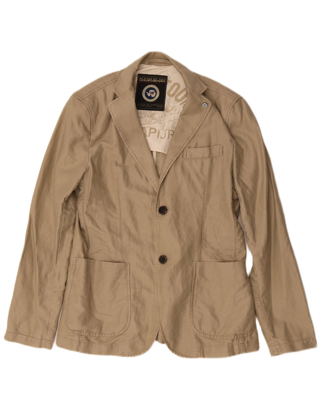 Napapijri Chaqueta tipo blazer con 2 botones Geographic para hombre UK 38 Algodón beige medio