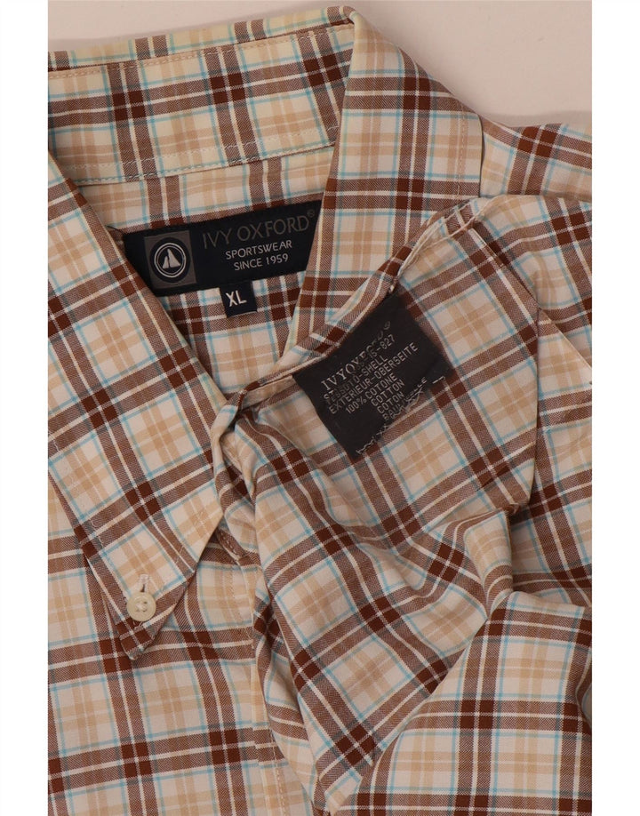 Camisa Ivy Oxford Hombre XL Marrón Cuadros Algodón
