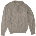 Vintage hombres polo cuello jersey suéter grande gris geométrico